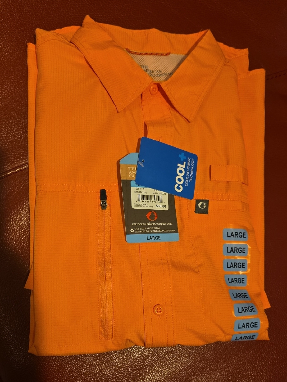 The American Outdoorsman Men's Orange Short Sleeve Button Shirt